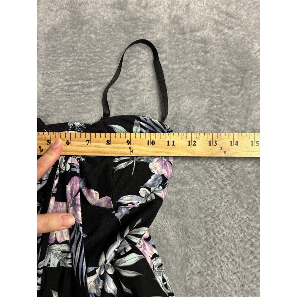 NO BOUNDARIES Womens XS 1 Black Floral Print Strapless Wide Leg Jumpsuit Romper - Picture 7 of 16